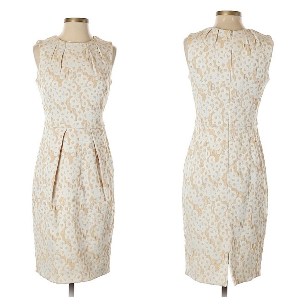 NEW* 🍸 Carmen Marc Valvo Cream Brocade Sheath Dress Size 6 *NWT Wedding Cocktail